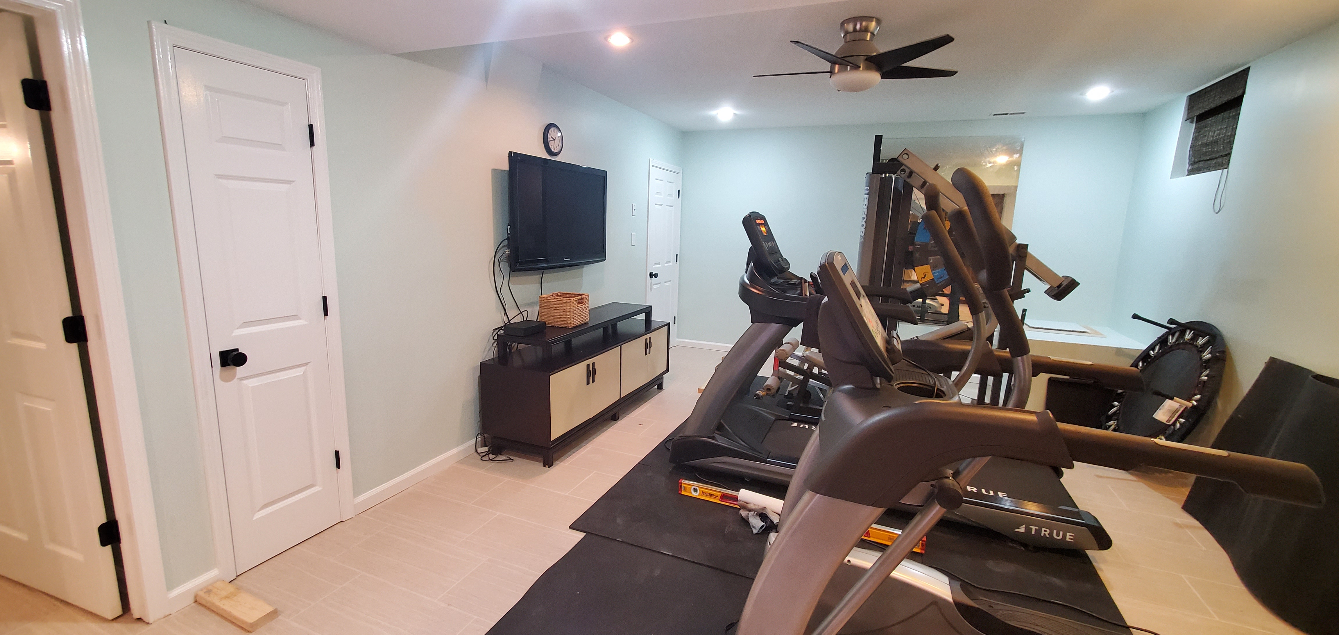 Finished basement home gym